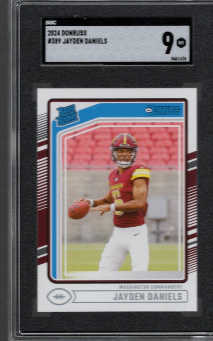 Jayden Daniels RC 2024 Panini Donruss #389 SGC 9: Jayden Daniels RC 2024 Panini Donruss #389 SGC 9