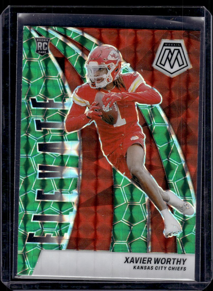 Xavier Worthy Elevate Green Mosaic Prizm RC 2024 Panini Mosaic #7: Xavier Worthy Elevate Green Mosaic Prizm RC 2024 Panini Mosaic #7