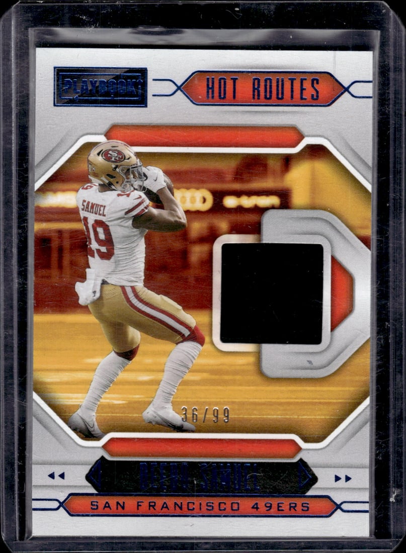 Deebo Samuel Hot Routes Player Worn Patch /99 2021 Panini Playbook #HR-DES: Deebo Samuel Hot Routes Player Worn Patch /99 2021 Panini Playbook #HR-DES