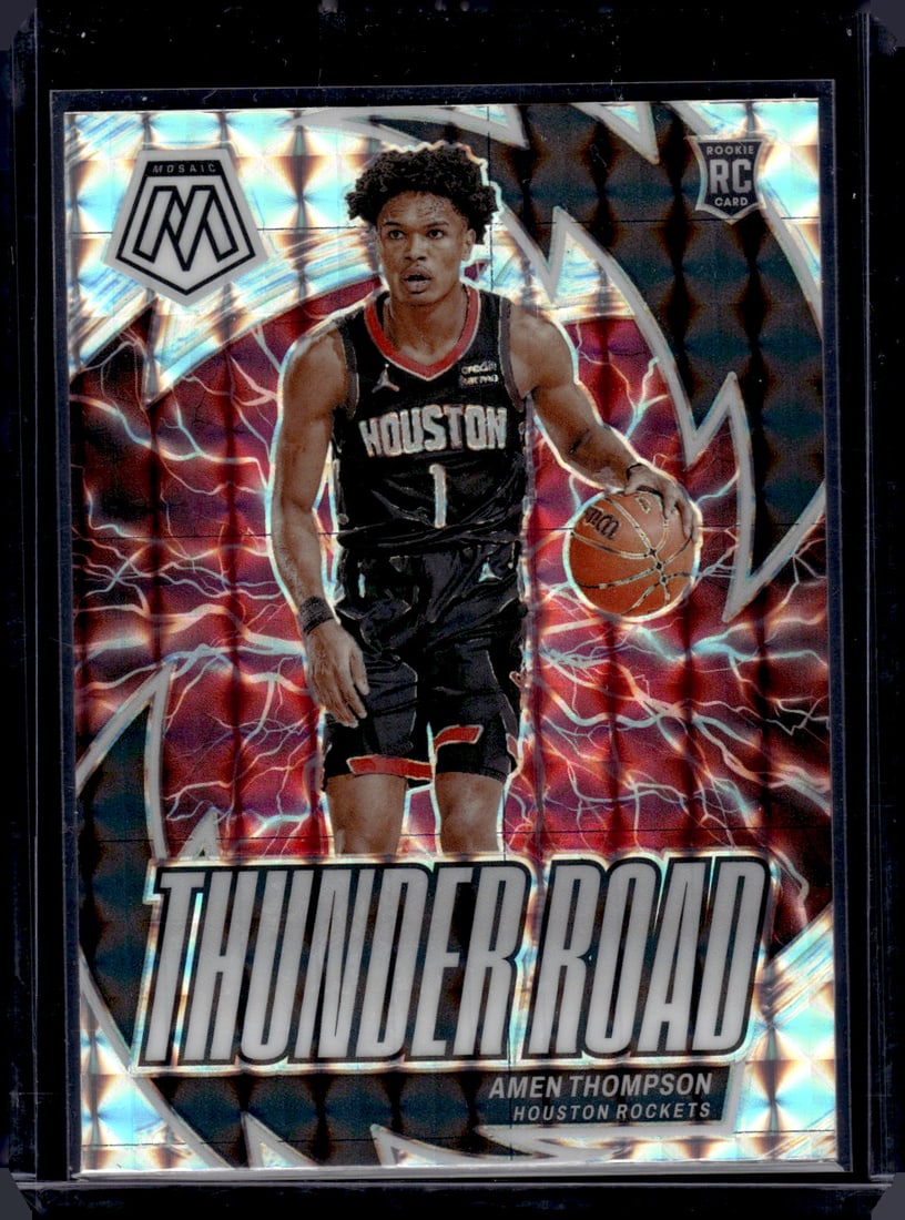 Amen Thompson Thunder Road Silver Mosaic Prizm RC 2023-24 Panini Mosaic #12: Amen Thompson Thunder Road Silver Mosaic Prizm RC 2023-24 Panini Mosaic #12