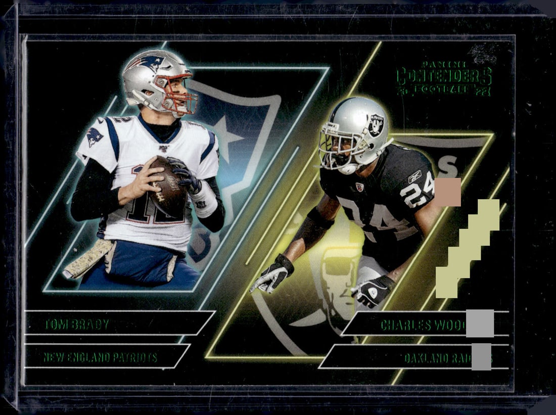 Tom Brady/Charles Woodson Emerald 2022 Panini Contenders #CS-BW: Tom Brady/Charles Woodson Emerald 2022 Panini Contenders #CS-BW