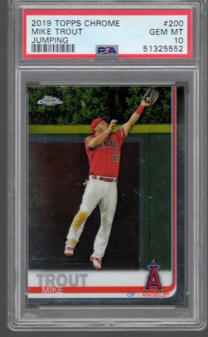 Mike Trout Jumping 2019 Topps Chrome #200 PSA 10 GEM MINT (1 of 2)