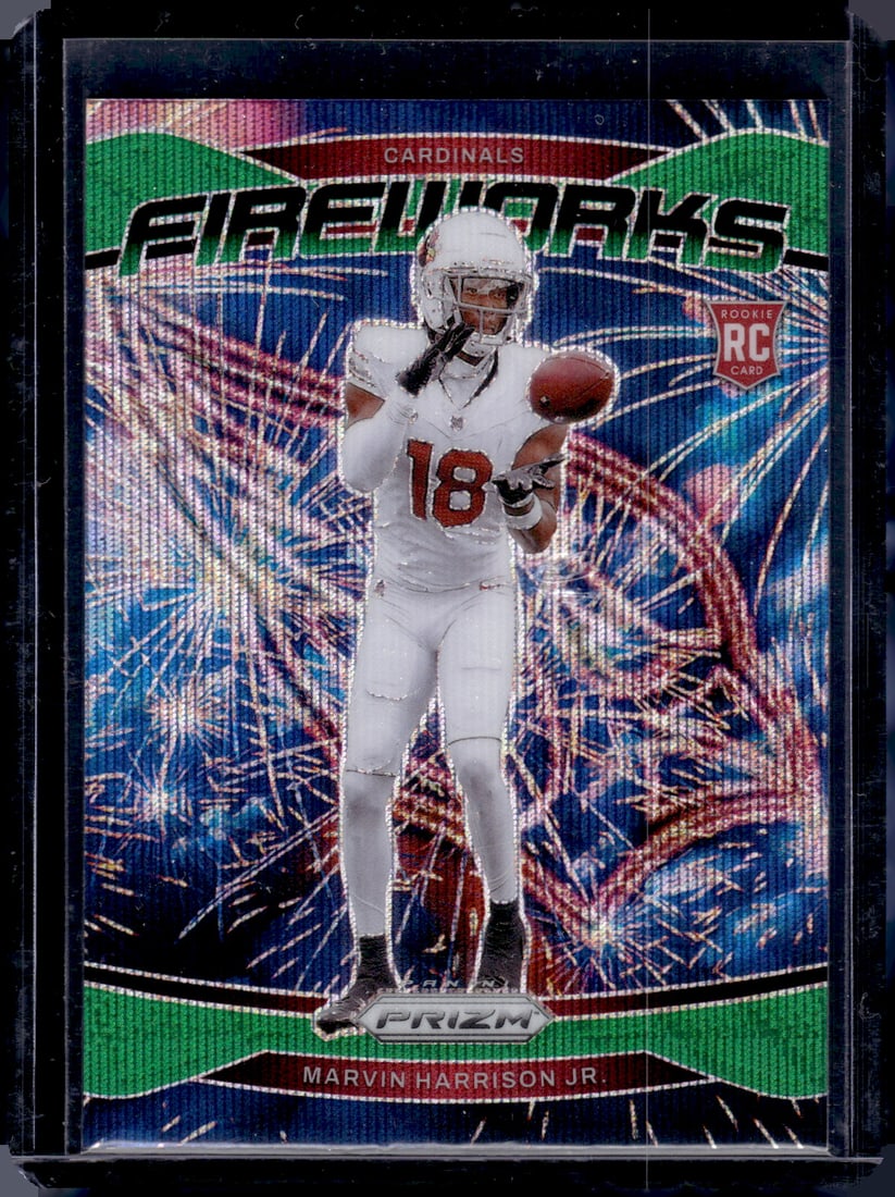 Marvin Harrison Jr. Fireworks Green Wave Prizm RC 2024 Panini Prizm #20: Marvin Harrison Jr. Fireworks Green Wave Prizm RC 2024 Panini Prizm #20