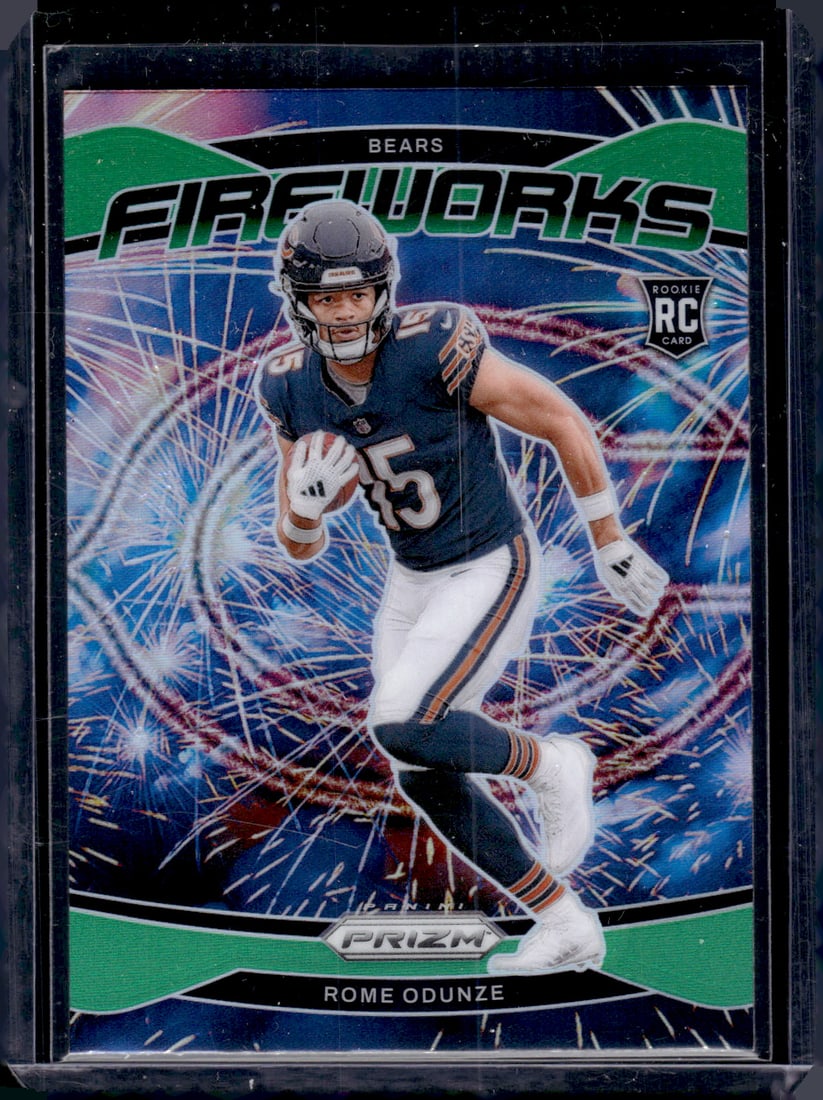 Rome Odunze Fireworks Green Prizm RC 2024 Panini Prizm #19: Rome Odunze Fireworks Green Prizm RC 2024 Panini Prizm #19