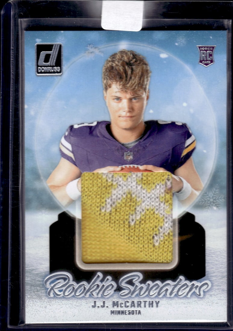 JJ McCarthy Rookie Sweaters 2024 Panini Donruss #RHS-JJM: JJ McCarthy Rookie Sweaters 2024 Panini Donruss #RHS-JJM