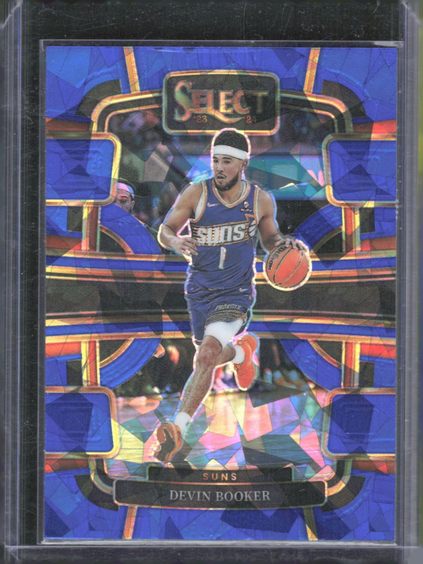 Devin Booker Blue Cracked Ice Prizms 2023-24 Panini Select #58 (1 of 2)