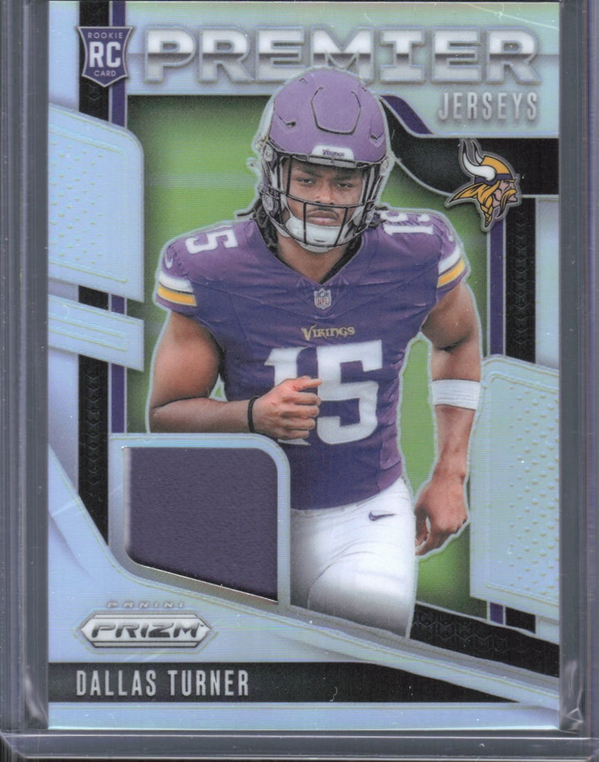 Dallas Turner Silver Prizm Rookie Card Premier Jerseys 2024 Panini Prizm #PJ-DTR (1 of 2)
