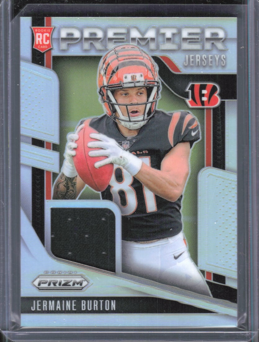 Jermaine Burton Silver Prizm Rookie Card Premier Jerseys 2024 Panini Prizm #PJ-JBN (1 of 2)