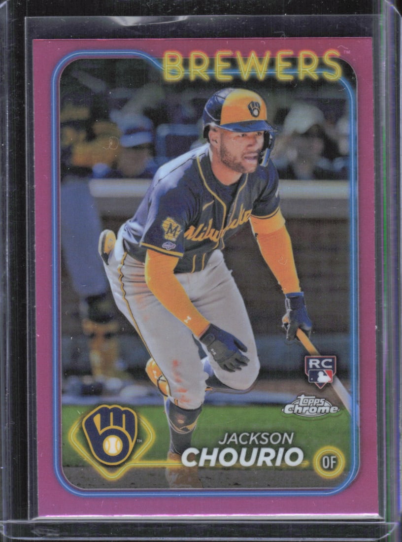 Jackson Chourio Rookie Pink Refractors 2024 Topps Chrome #161: Jackson Chourio Rookie Pink Refractors 2024 Topps Chrome #161