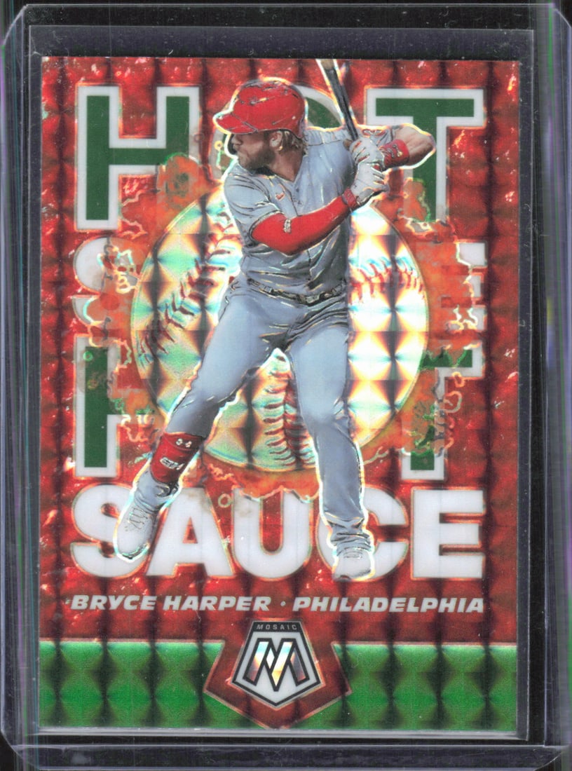 Bryce Harper Hot Sauce Green 2021 Panini Mosaic #HS3: Bryce Harper Hot Sauce Green 2021 Panini Mosaic #HS3