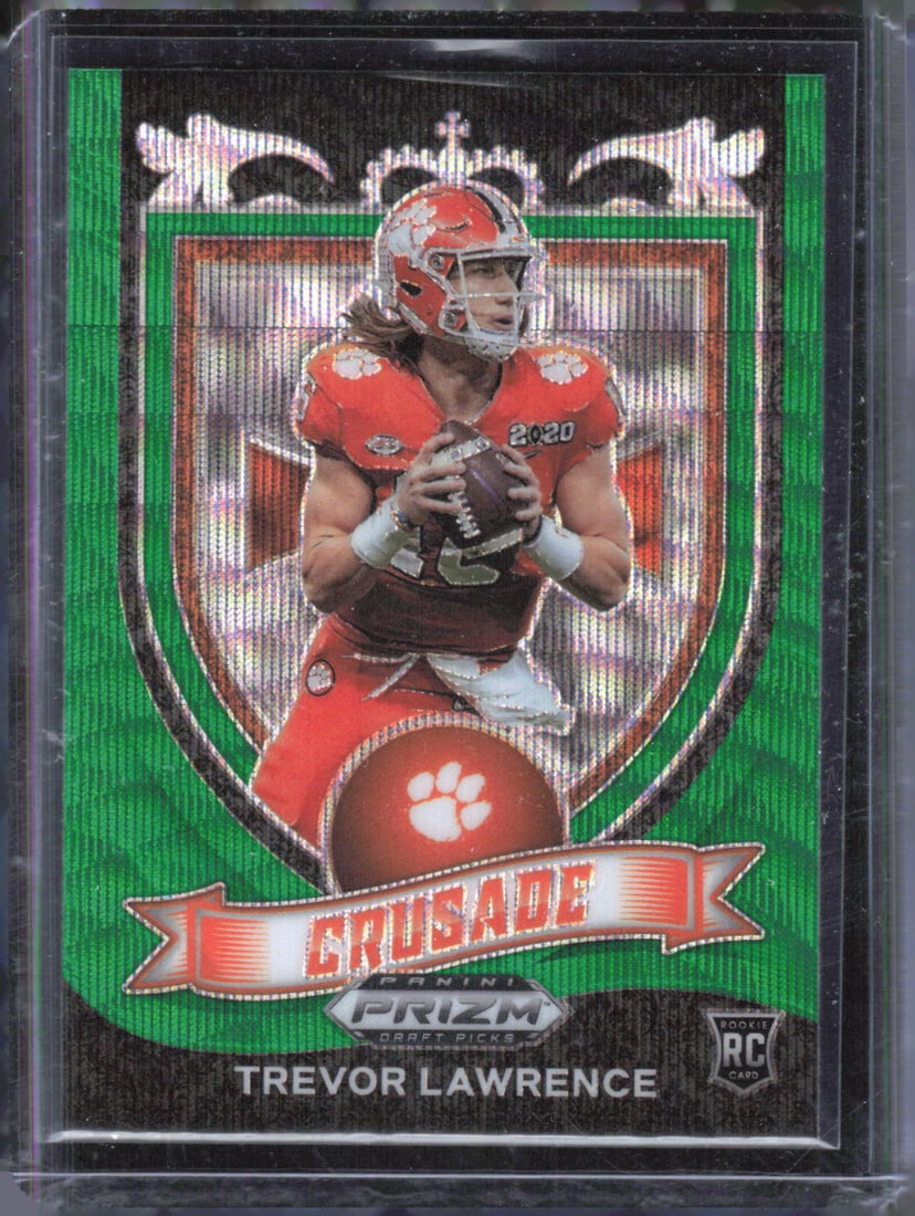 Trevor Lawrence Green Wave RC 2021 Panini Prizm Draft Picks Collegiate #161: Trevor Lawrence Green Wave RC 2021 Panini Prizm Draft Picks Collegiate #161