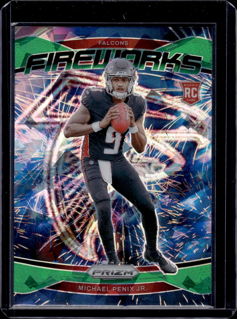 Michael Penix Jr. Fireworks Green Cracked Ice RC 2024 Panini Prizm #16: Michael Penix Jr. Fireworks Green Cracked Ice RC 2024 Panini Prizm #16
