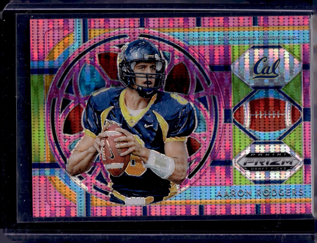 Aaron Rodgers Stained Glass Pink Pulsar Prizm 2019 Panini Prizm Draft Picks #11 (1 of 2)