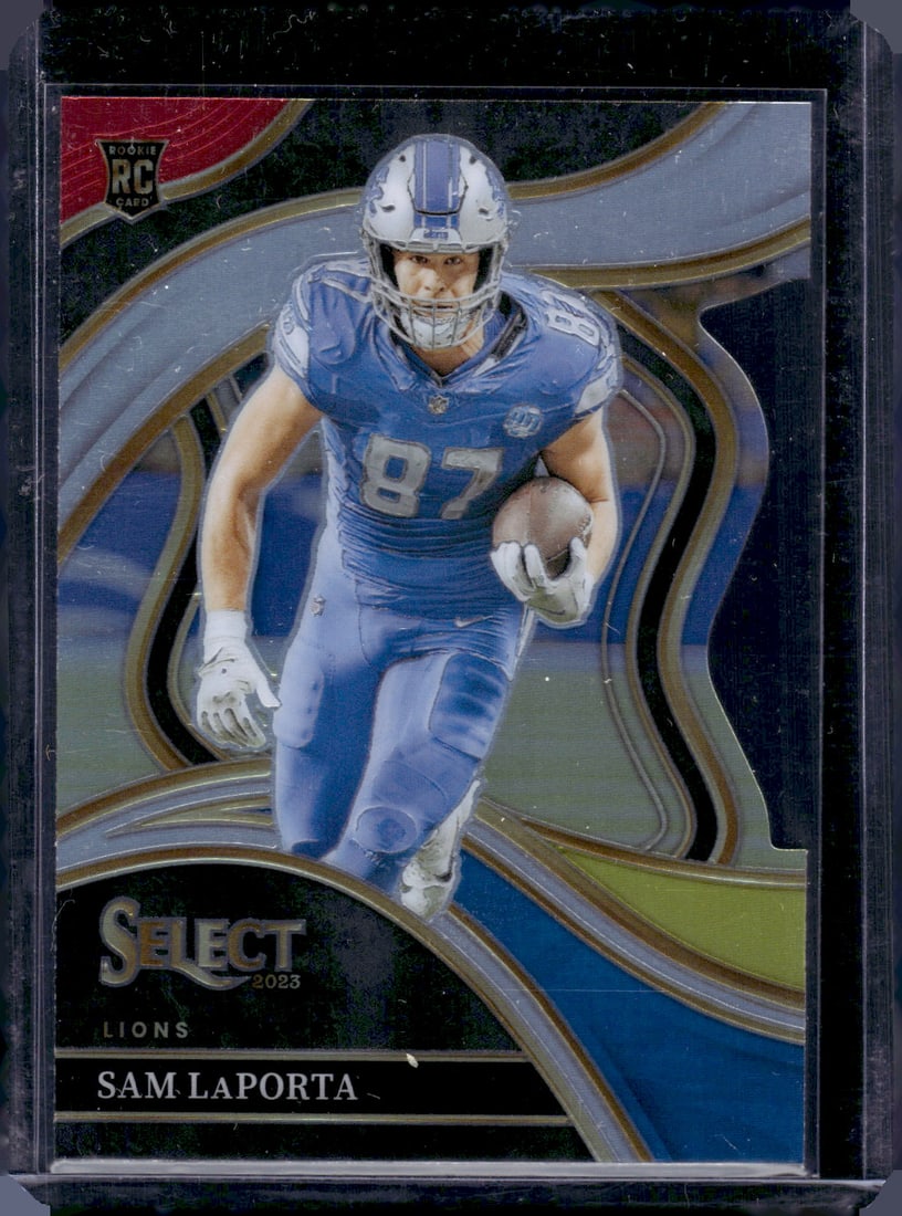 Sam LaPorta Red/Yellow Prizm Club Level Die Cut RC 2023 Panini Select #221 (1 of 2)