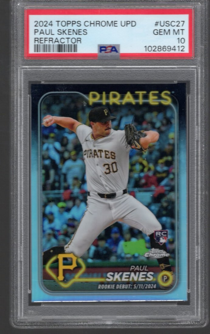 Paul Skenes Refractor RC 2024 Topps Chrome Update #USC27 PSA 10 GEM MINT (1 of 2)