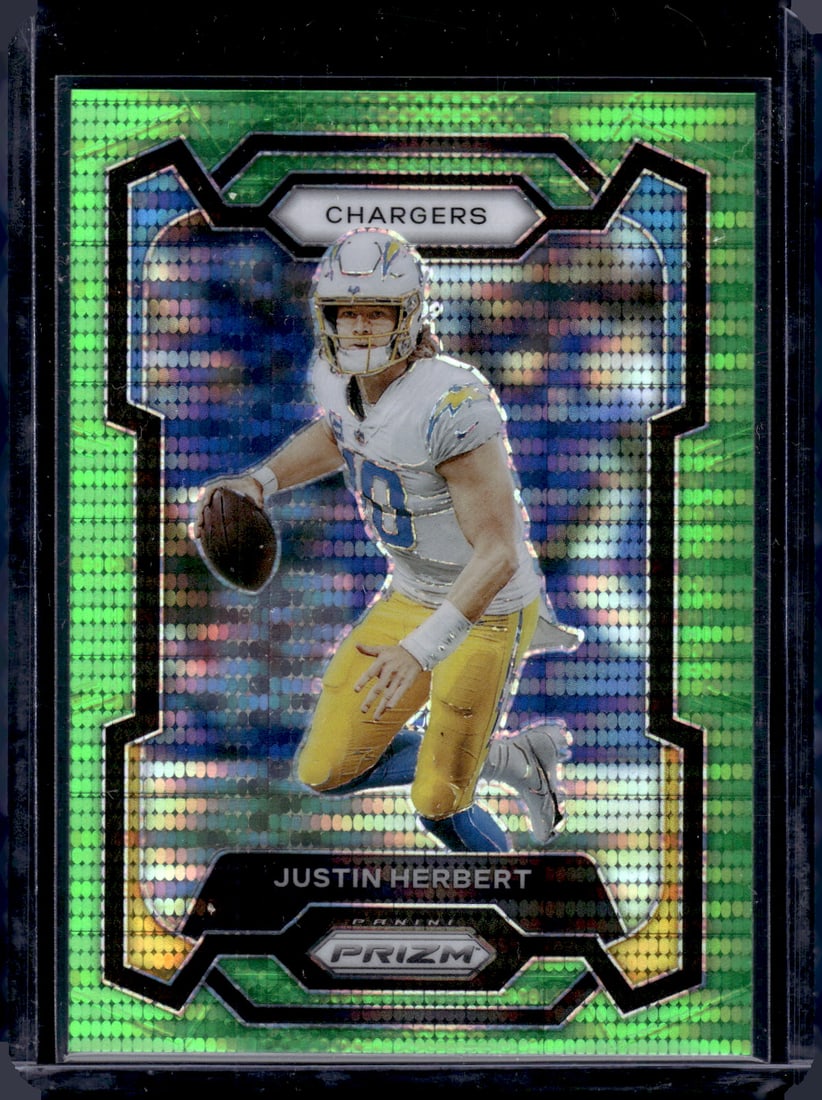 Justin Herbert Neon Green Pulsar Prizm 2023 Panini Prizm #158: Justin Herbert Neon Green Pulsar Prizm 2023 Panini Prizm #158