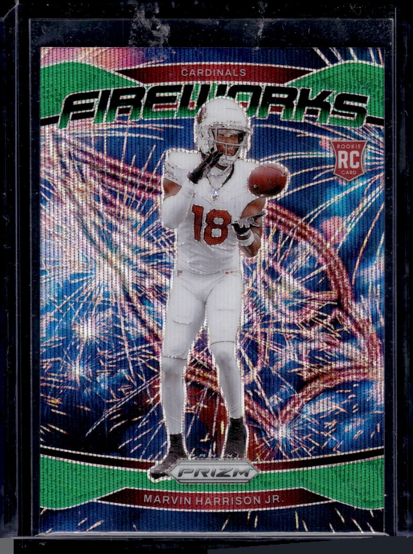 Marvin Harrison Jr. Fireworks Green Wave Prizm RC 2024 Panini Prizm #20: Marvin Harrison Jr. Fireworks Green Wave Prizm RC 2024 Panini Prizm #20
