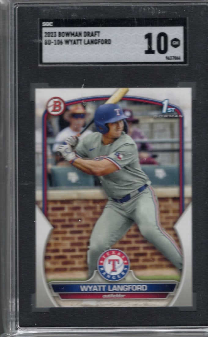 Wyatt Langford 1st Bowman 2023 Bowman Draft #BD-106 SGC 10 GEM MINT (1 of 2)