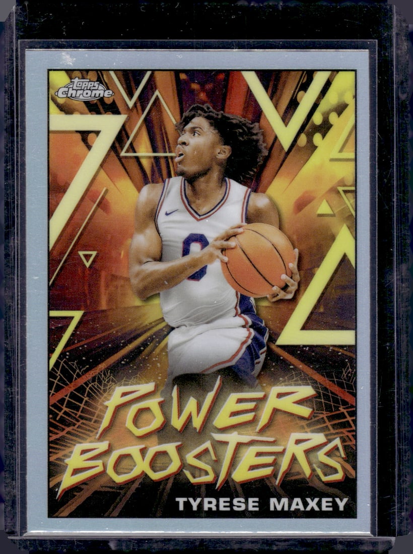 Tyrese Maxey Power Boosters Refractor 2023-24 Topps Chrome #PB-15 (1 of 2)