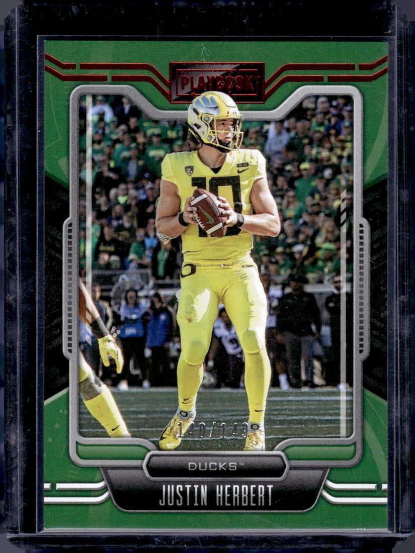 Justin Herbert Red /149 2022 Panini Chronicles Playbook Draft Picks #19 (1 of 2)