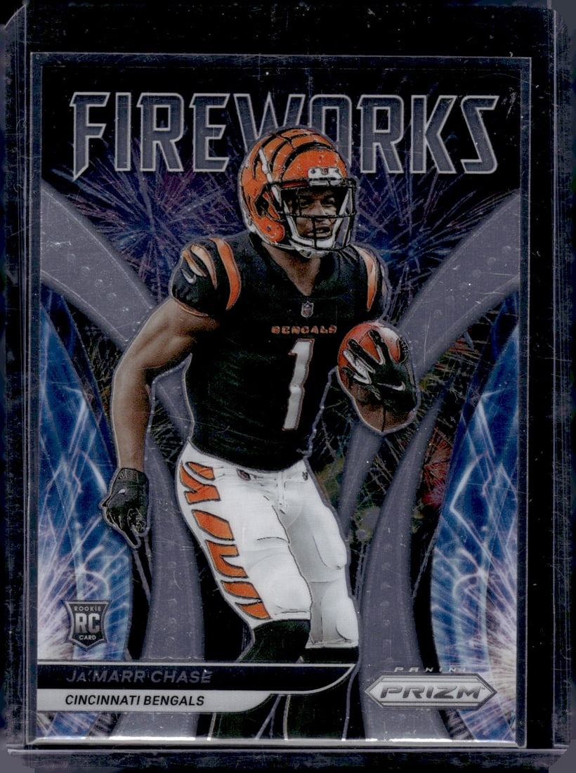 Ja'Marr Chase Fireworks RC 2021 Panini Prizm #F-11: Ja'Marr Chase Fireworks RC 2021 Panini Prizm #F-11