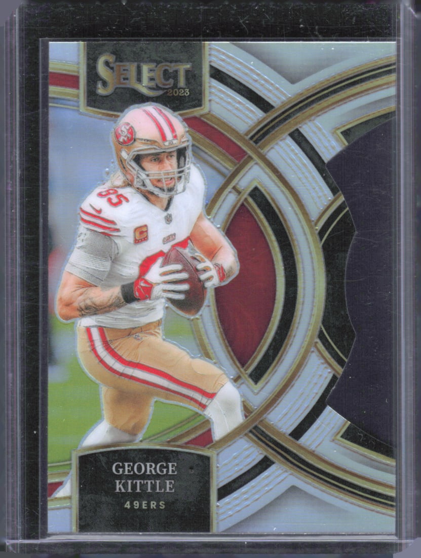 George Kittle Silver Prizms Die Cuts 2023 Panini Select #153: George Kittle Silver Prizms Die Cuts 2023 Panini Select #153