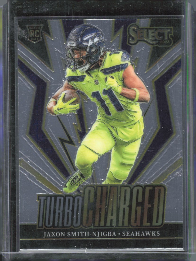 Jaxon Smith-Njigba Rookie Card Turbocharged 2023 Panini Select #TUR-JAN: Jaxon Smith-Njigba Rookie Card Turbocharged 2023 Panini Select #TUR-JAN