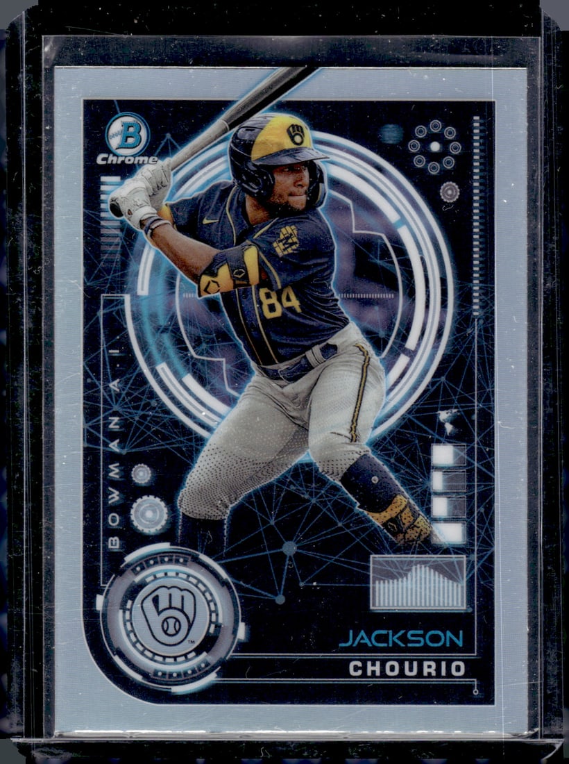 Jackson Chourio AI Refractor 2024 Bowman Chrome #BAI-16: Jackson Chourio AI Refractor 2024 Bowman Chrome #BAI-16