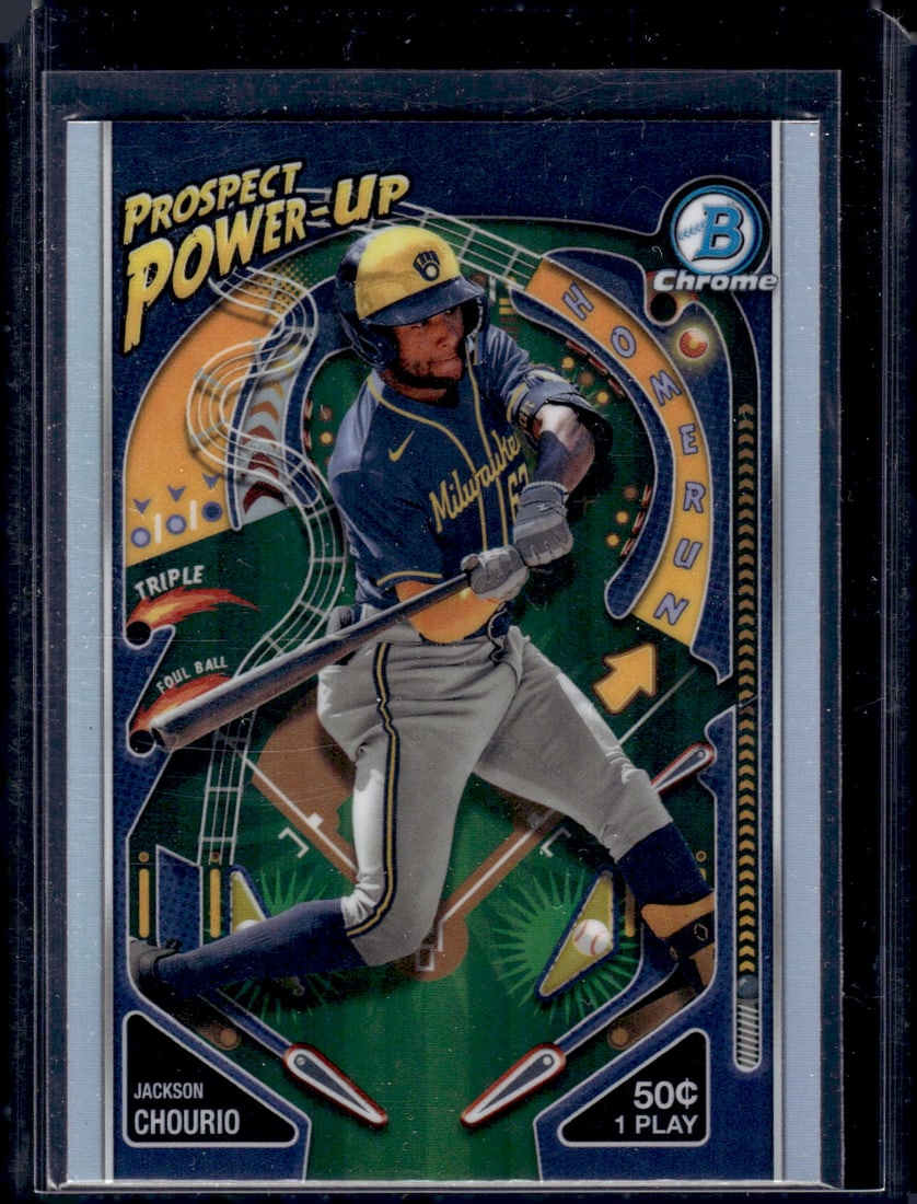 Jackson Chourio Prospect Power-Up Refractor 2024 Bowman Chrome #PP-6: Jackson Chourio Prospect Power-Up Refractor 2024 Bowman Chrome #PP-6