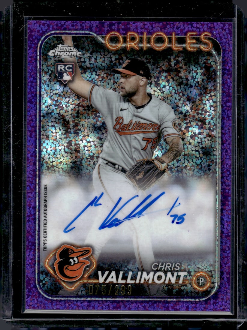Chris Vallimont Purple Speckle Refractor RC Auto /299 2024 Topps Chrome #RA-CV (1 of 2)