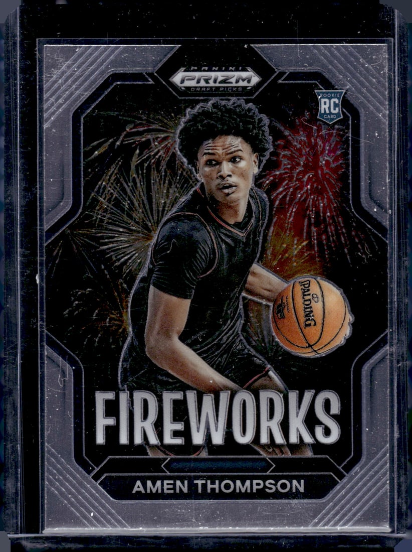 Amen Thompson Fireworks RC 2023 Panini Prizm Draft Picks #11: Amen Thompson Fireworks RC 2023 Panini Prizm Draft Picks #11