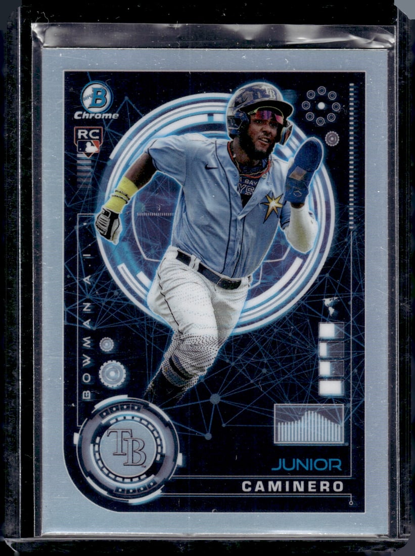Junior Caminero AI Refractor RC 2024 Bowman Chrome #BAI-20: Junior Caminero AI Refractor RC 2024 Bowman Chrome #BAI-20