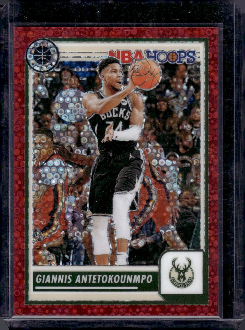 Giannis Antetokounmpo Red Disco Prizm /149 2023-24 Panini Premium Stock #23 (1 of 2)