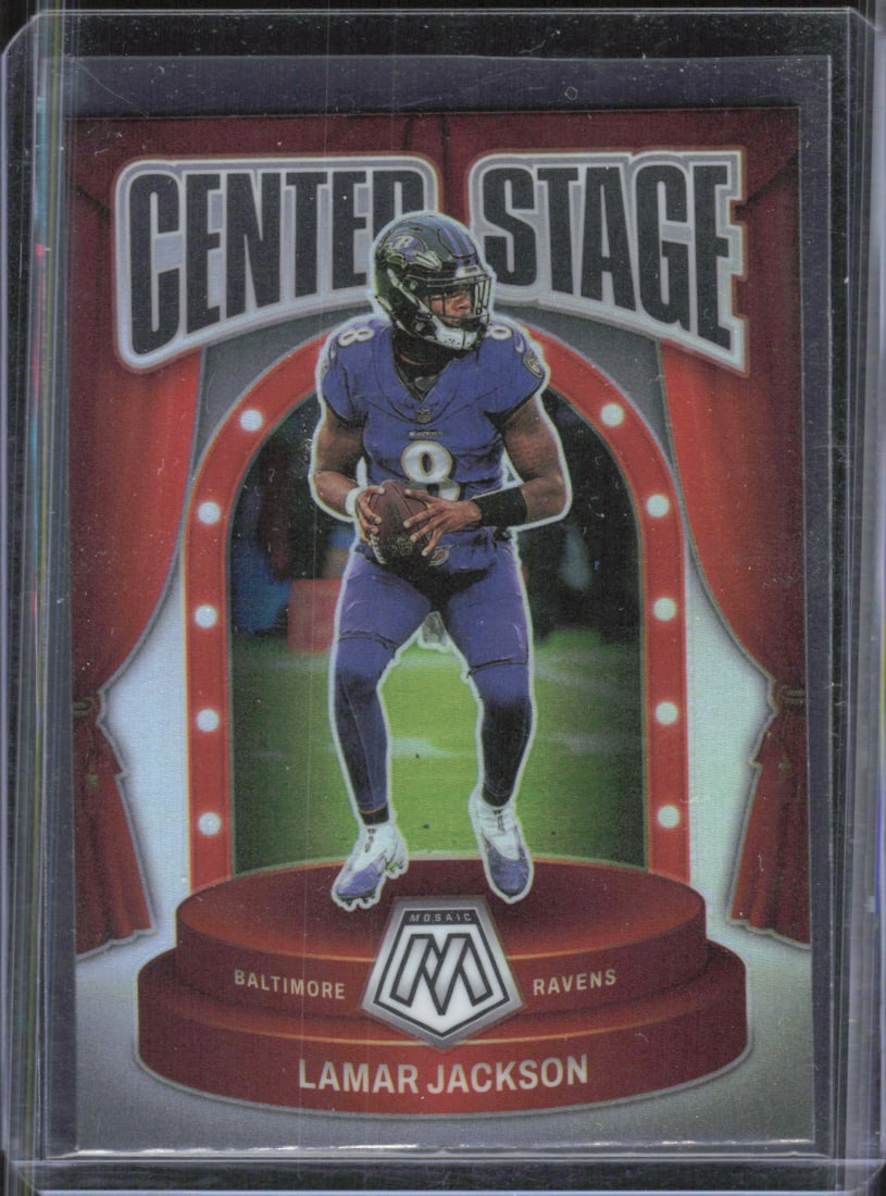Lamar Jackson Center Stage Silver 2024 Panini Mosaic #21 (1 of 2)
