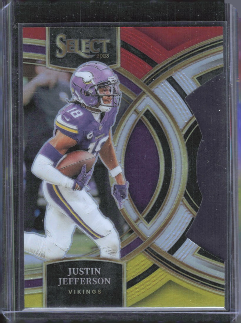 Justin Jefferson Red and Yellow Prizms Die Cuts 2023 Panini Select #175 (1 of 2)