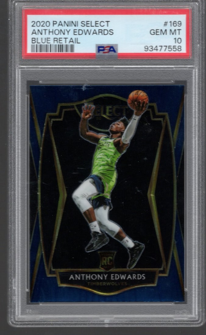 Anthony Edwards Rookie Card PSA Gem MT 10 2020 Panini Select Blue #169 (1 of 2)