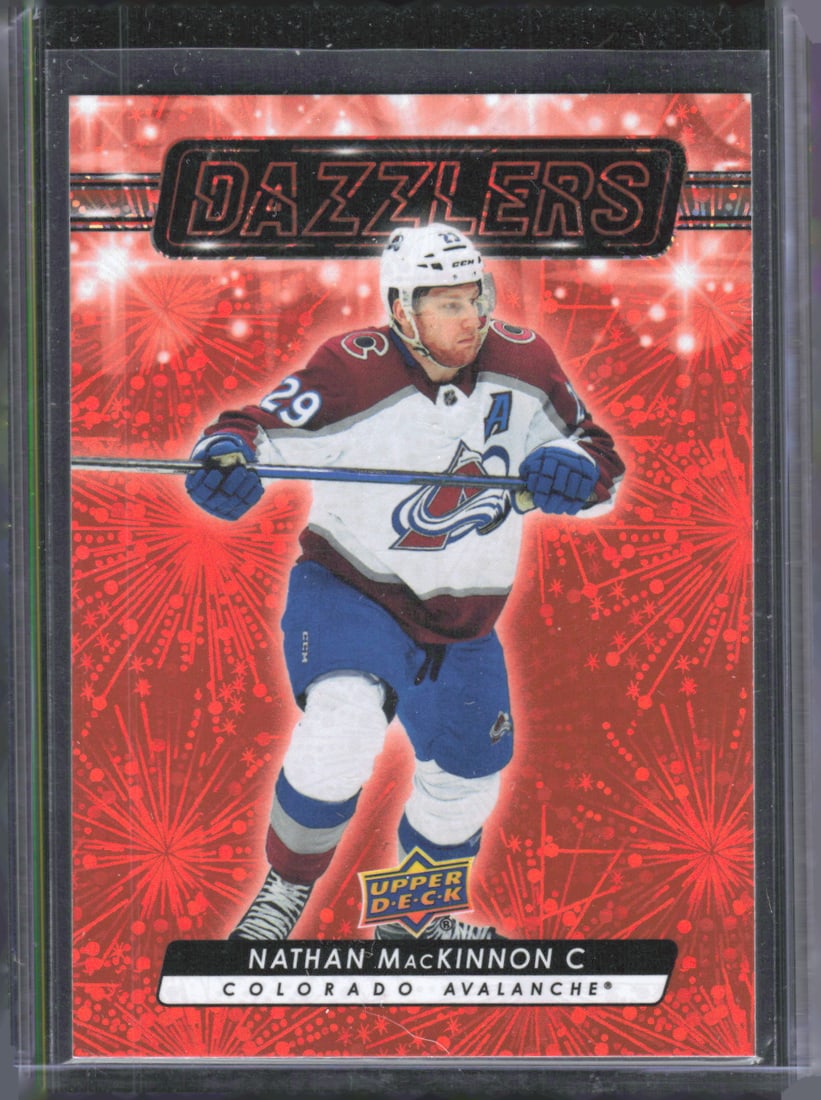 Nathan MacKinnon Dazzlers Orange 2023-24 Upper Deck #DZ-87: Nathan MacKinnon Dazzlers Orange 2023-24 Upper Deck #DZ-87