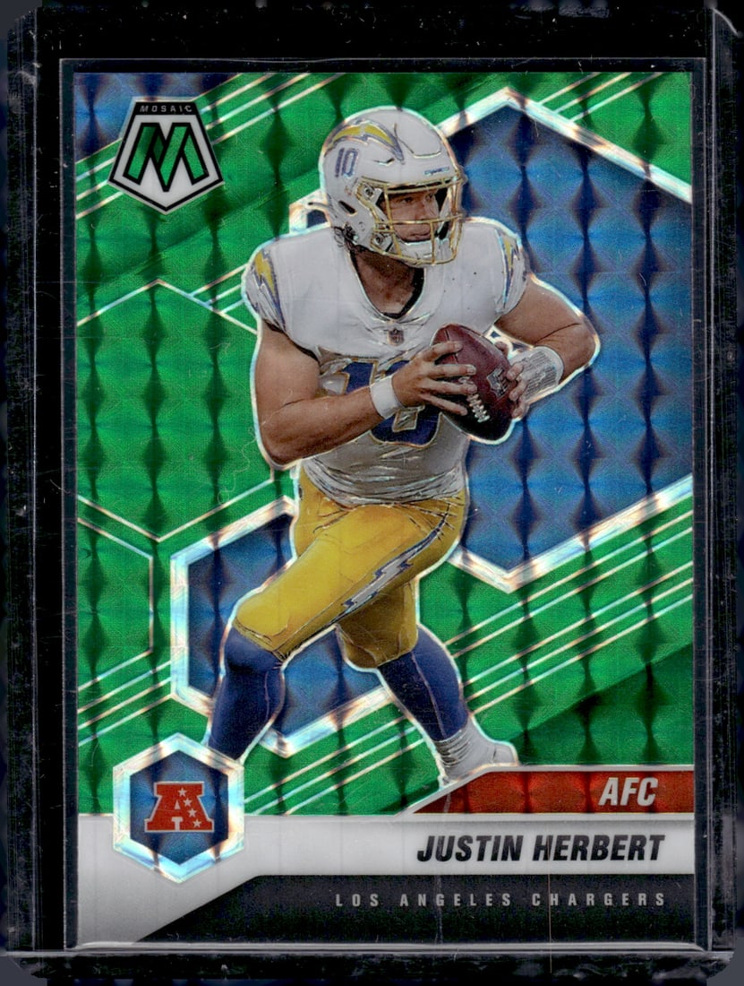 Justin Herbert Green Mosaic Prizm 2021 Panini Mosaic #224 (1 of 2)
