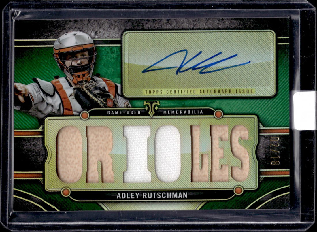 Adley Rutschman Emerald Game Used Patch Auto /18 2024 Topps Triple Threads #TTAR-ADL2 (1 of 2)