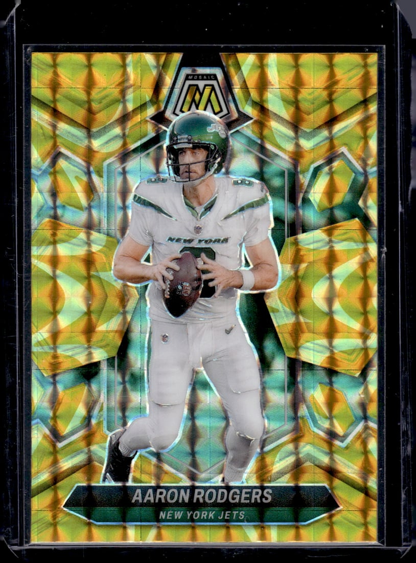 Aaron Rodgers Yellow Reactive Prizm 2024 Panini Mosaic #169 (1 of 2)