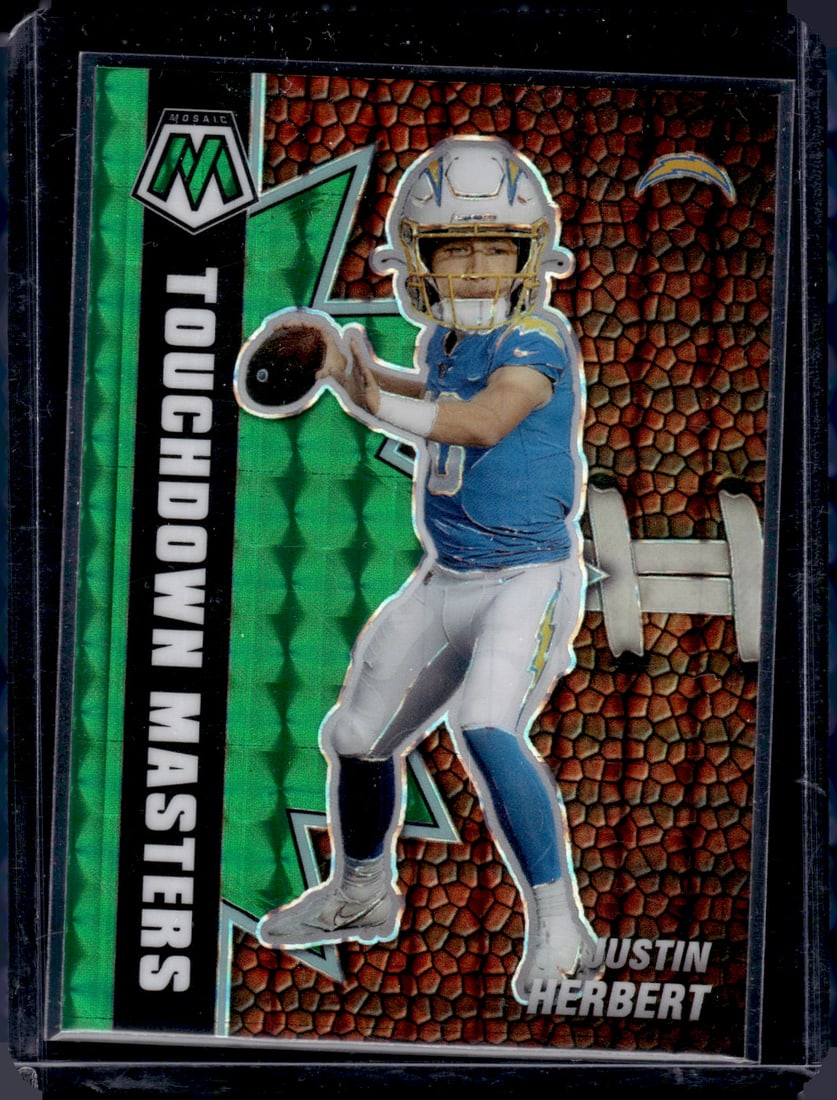 Justin Herbert Touchdown Masters Green Mosaic Prizm 2021 Panini Mosaic #TM-16 (1 of 2)
