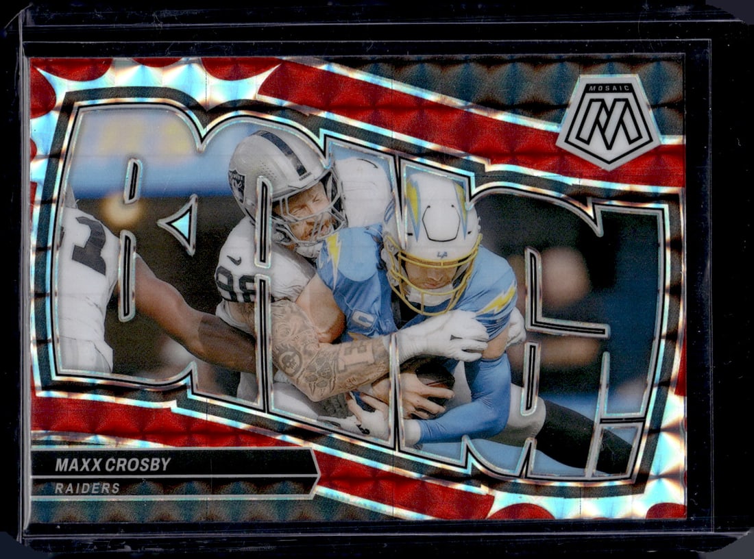 Max Crosby Bang Red Mosaic Prizm 2024 Panini Mosaic #2: Max Crosby Bang Red Mosaic Prizm 2024 Panini Mosaic #2