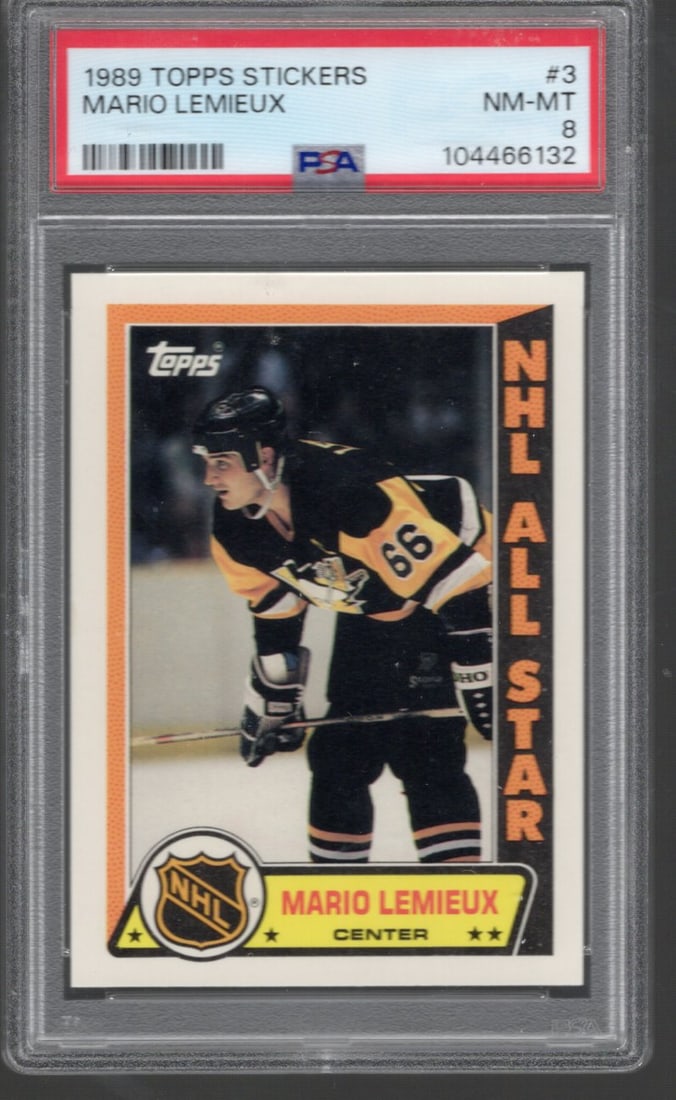 Mario Lemieux 1989 Topps Stickers #3 PSA 8 (1 of 2)