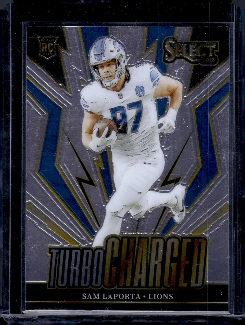 Sam LaPorta Turbocharged RC 2023 Panini Select #TUR-SLA: Sam LaPorta Turbocharged RC 2023 Panini Select #TUR-SLA