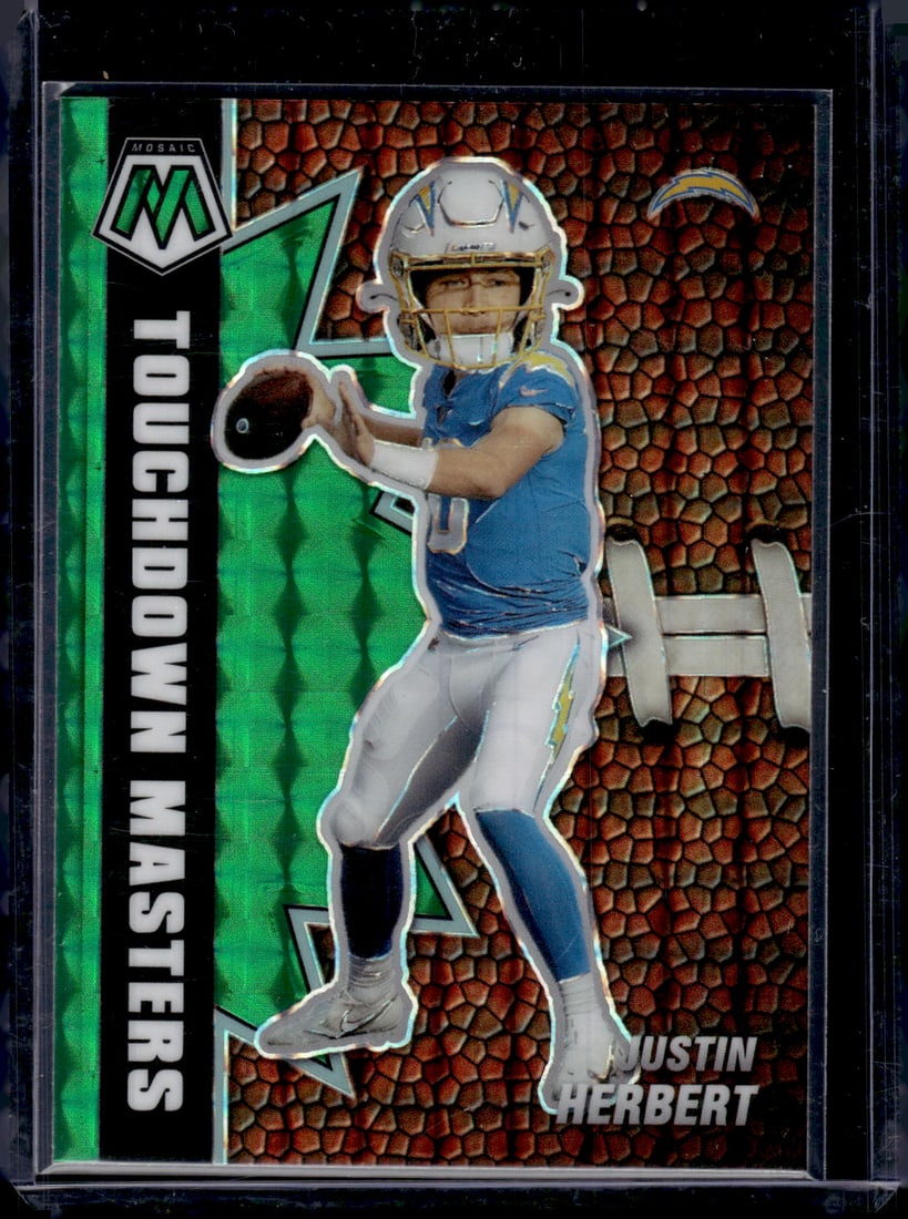 Justin Herbert Touchdown Masters Green Mosaic Prizm 2021 Panini Mosaic #TM-16 (1 of 2)