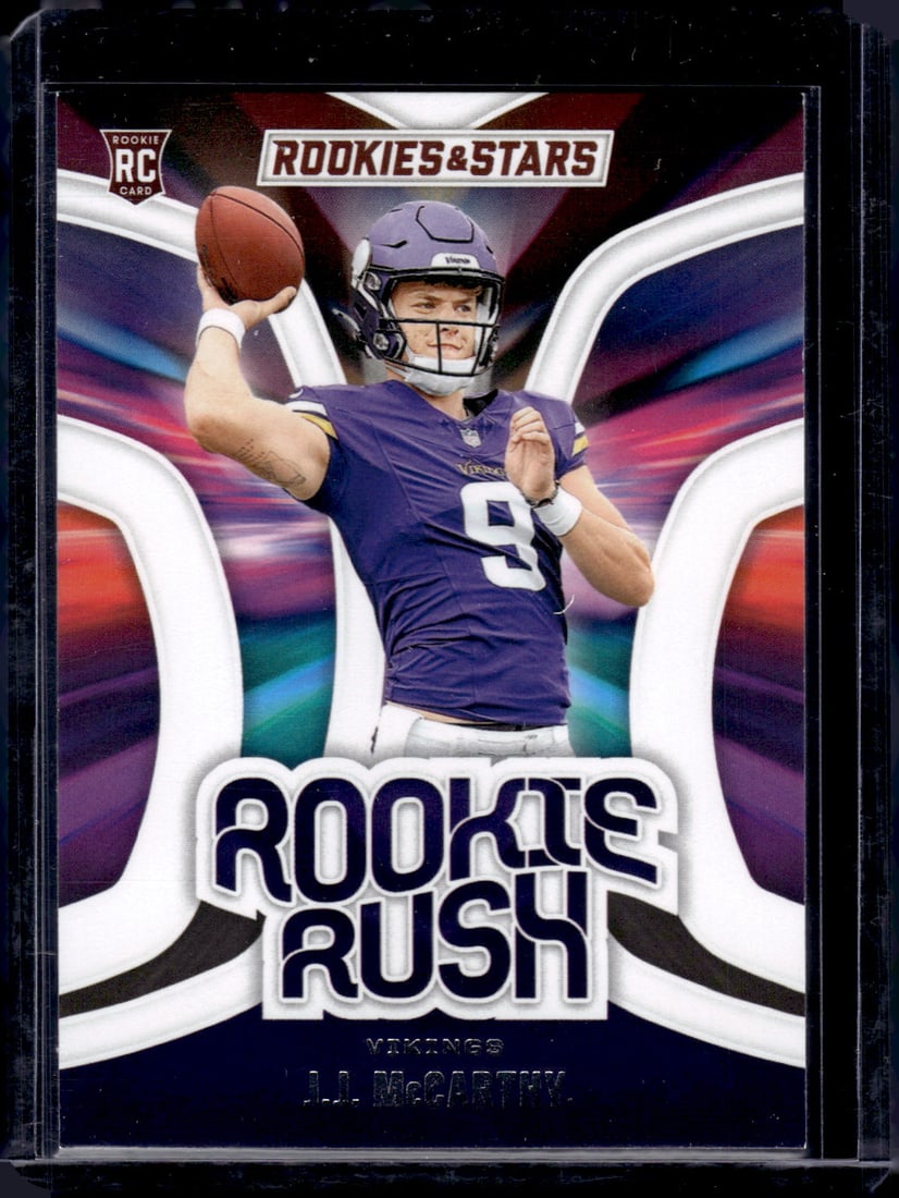 JJ McCarthy Rookie Rush 2024 Panini Rookies & Stars #RR-JMY: JJ McCarthy Rookie Rush 2024 Panini Rookies & Stars #RR-JMY