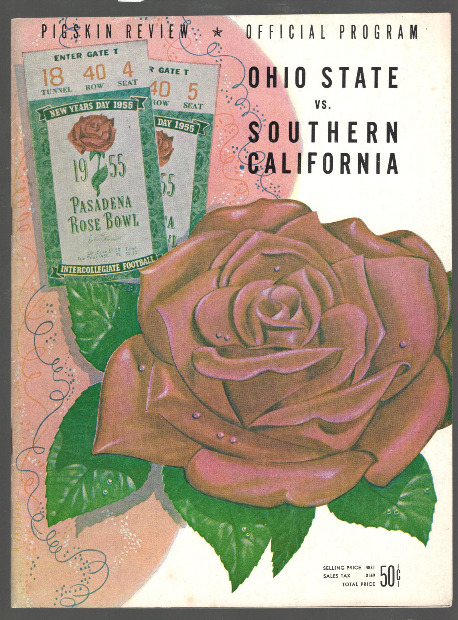 1955 Rose Bowl Program Magazine - Ohio State vs USC - January 1, 1955 41st Rose Bowl (1 of 2)