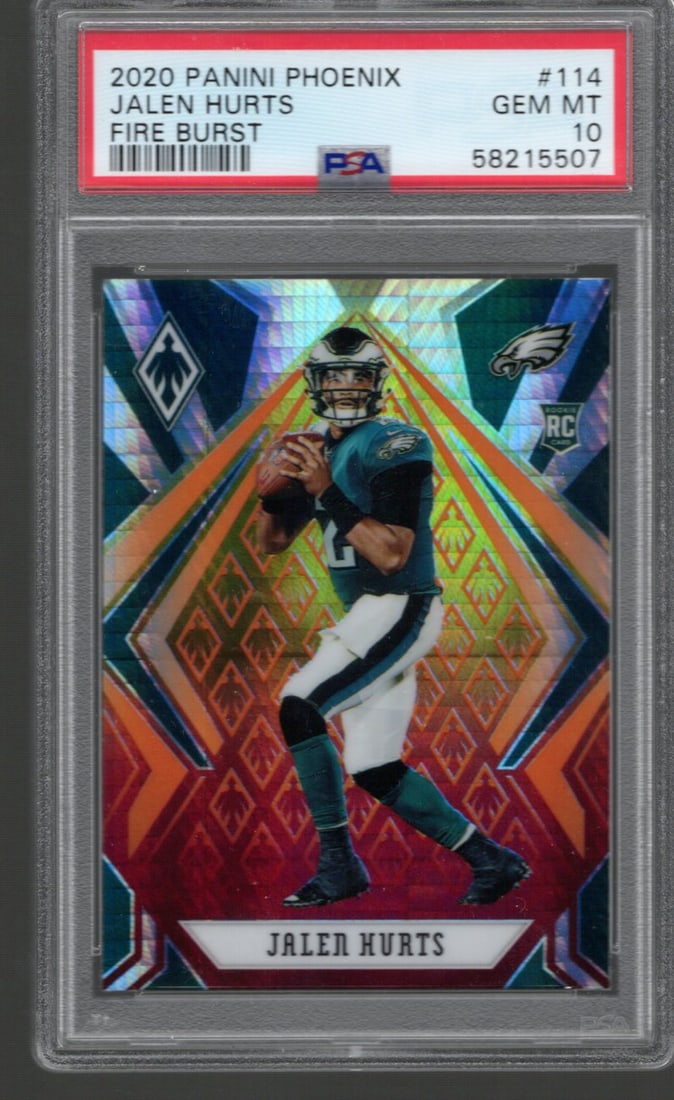 Jalen Hurts Fire Burst RC 2020 Panini Phoenix #114 PSA 10 GEM MINT: Jalen Hurts Fire Burst RC 2020 Panini Phoenix #114 PSA 10 GEM MINT
