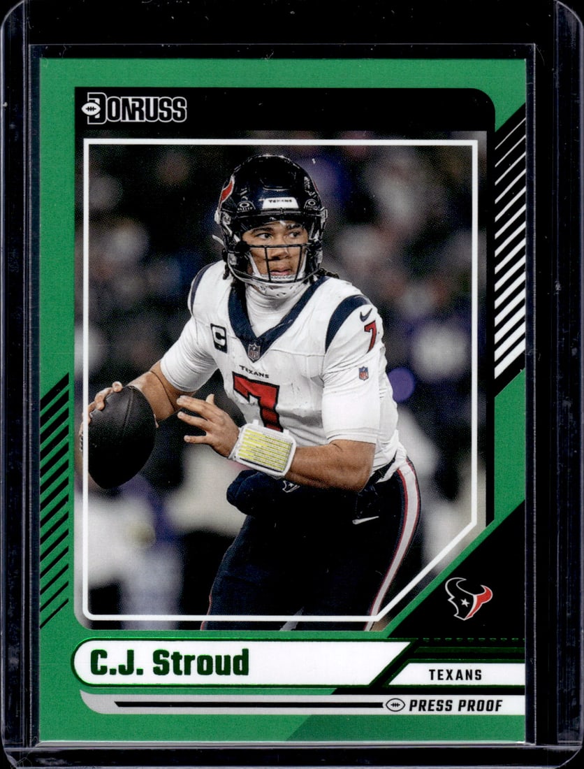 Cj Stroud Green Press Proof 2024 Panini Donruss #210 (1 of 2)