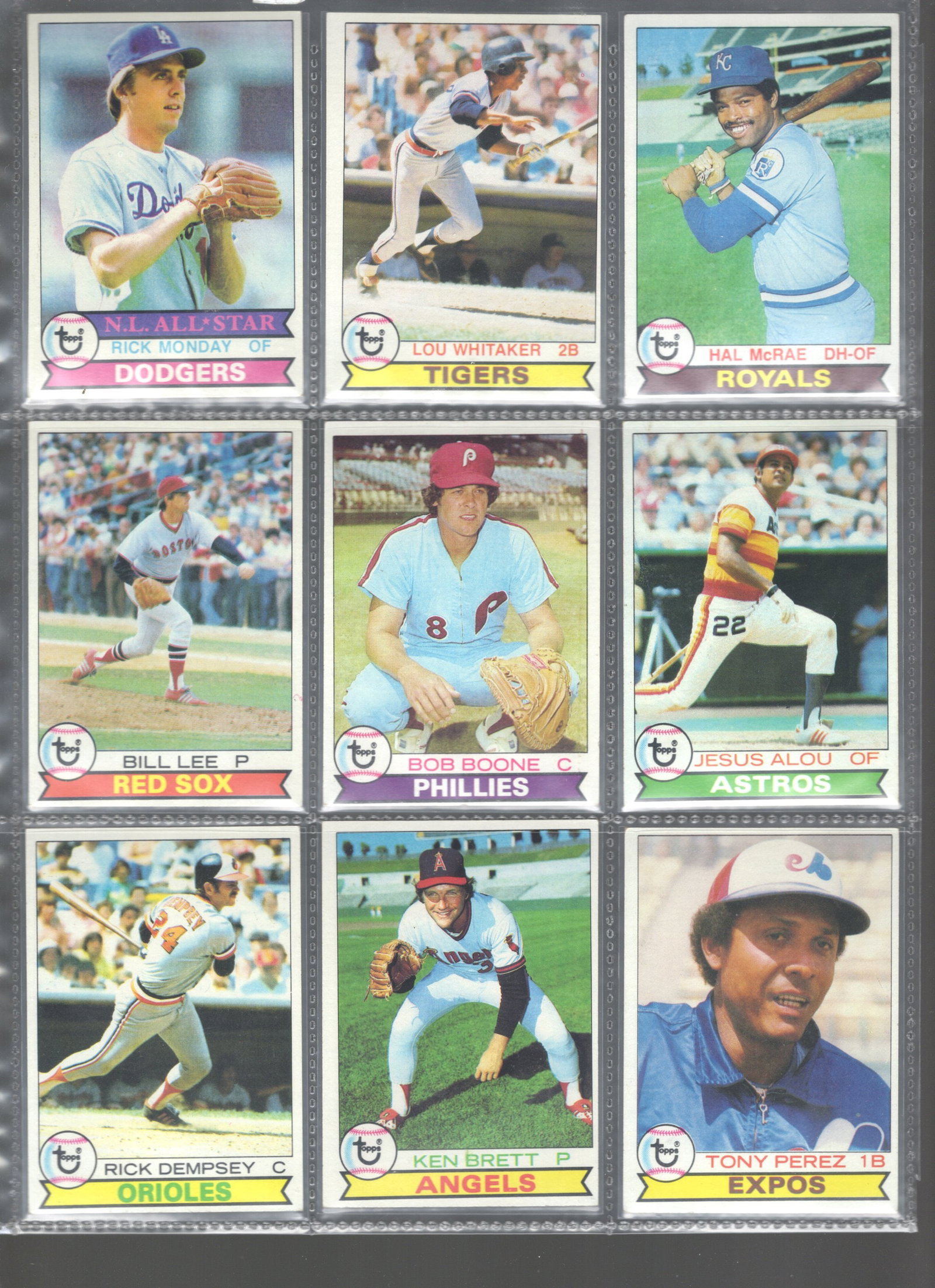 9 Vintage Baseball Cards - Lou Whitaker, Hal McRae, Bob Boone (1 of 2)